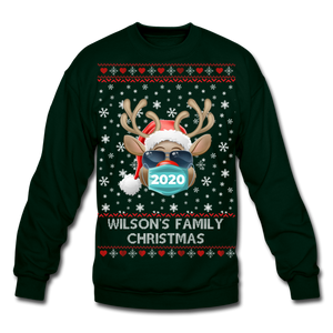 Crewneck Sweatshirt christmas pattern FAMILY - forest green